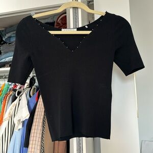 Sandro v neck cropped black top